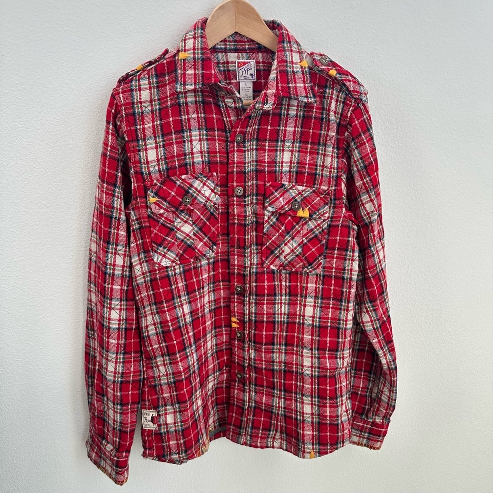 Prps red quilted flannel with silver lurex twists